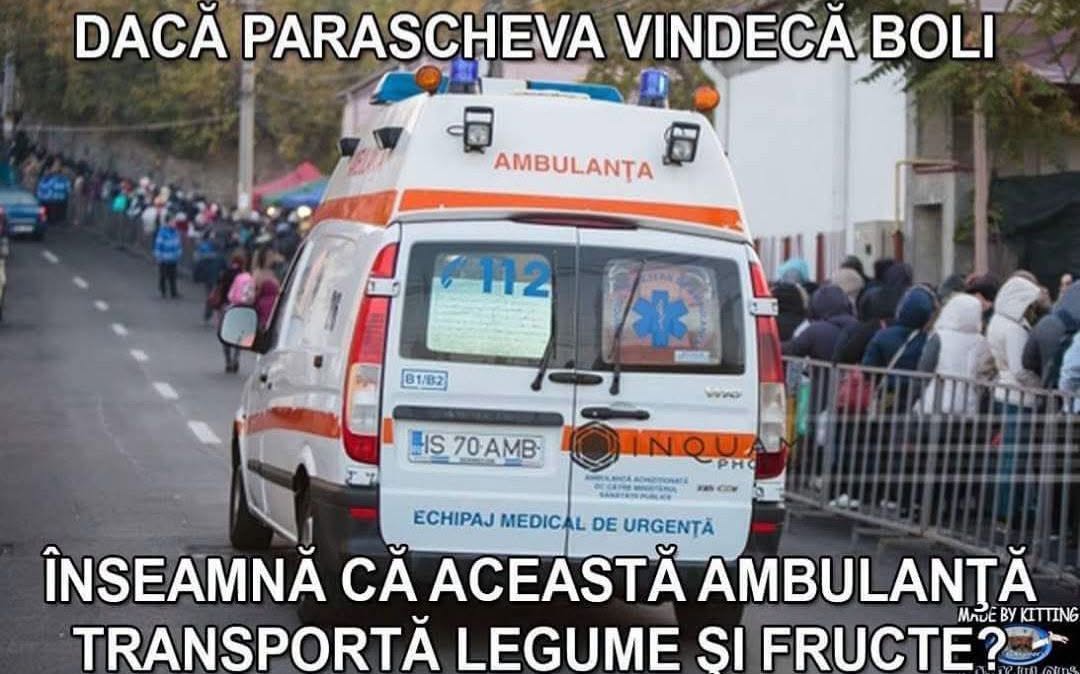 Dacă Parascheva vindecă boli, înseamnă că această ambulanță transportă legume și fructe?