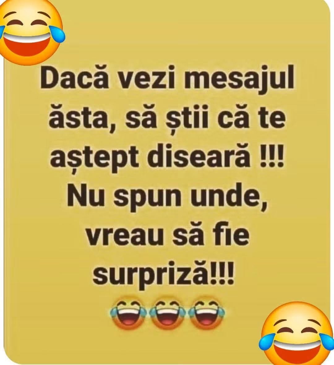 Dacă vezi mesajul ăsta, să știi că te aștept diseară! Nu spun unde, vreau să fie surpriză!
