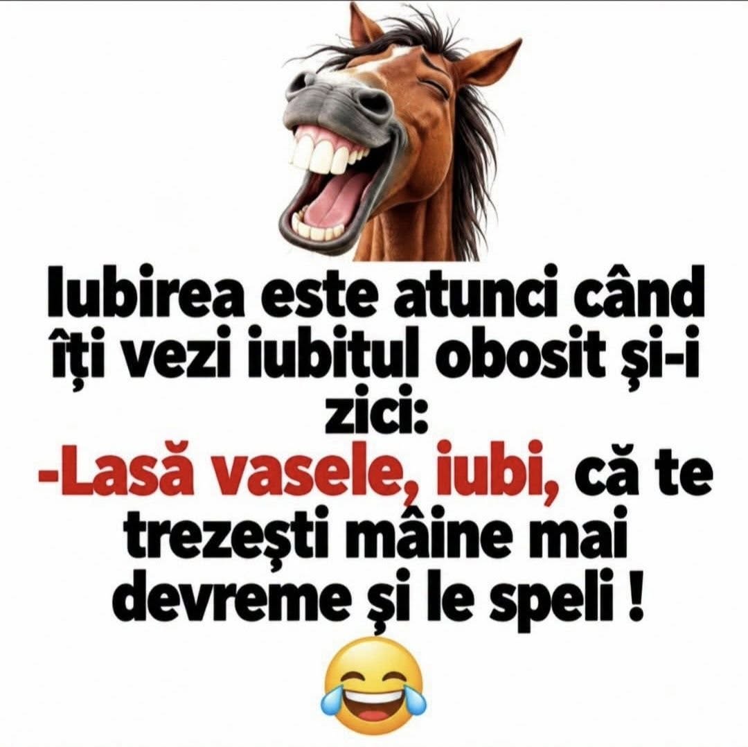 Iubirea e când îți vezi iubitul obosit și-i zici: lasă vasele, iubi, că te trezești mâine mai devreme și le speli!