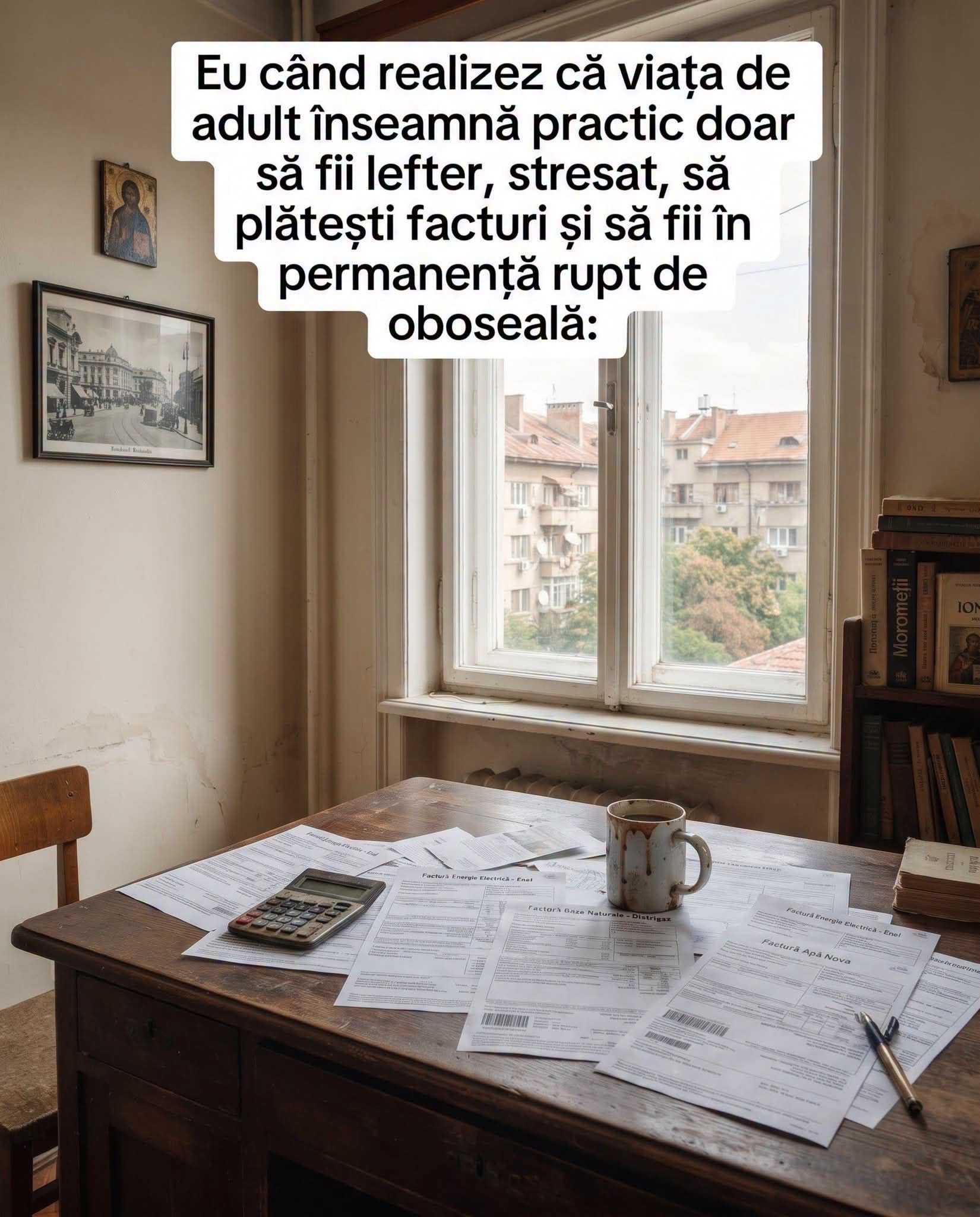 Viața de adult înseamnă să fii lefter, stresat, să plătești facturi și să fii rupt de oboseală