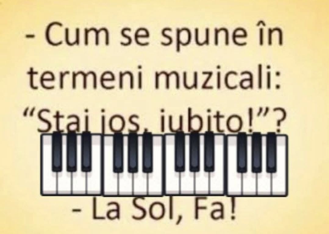 Cum se spune în termeni muzicali Stai jos, iubito? La Sol, Fa!