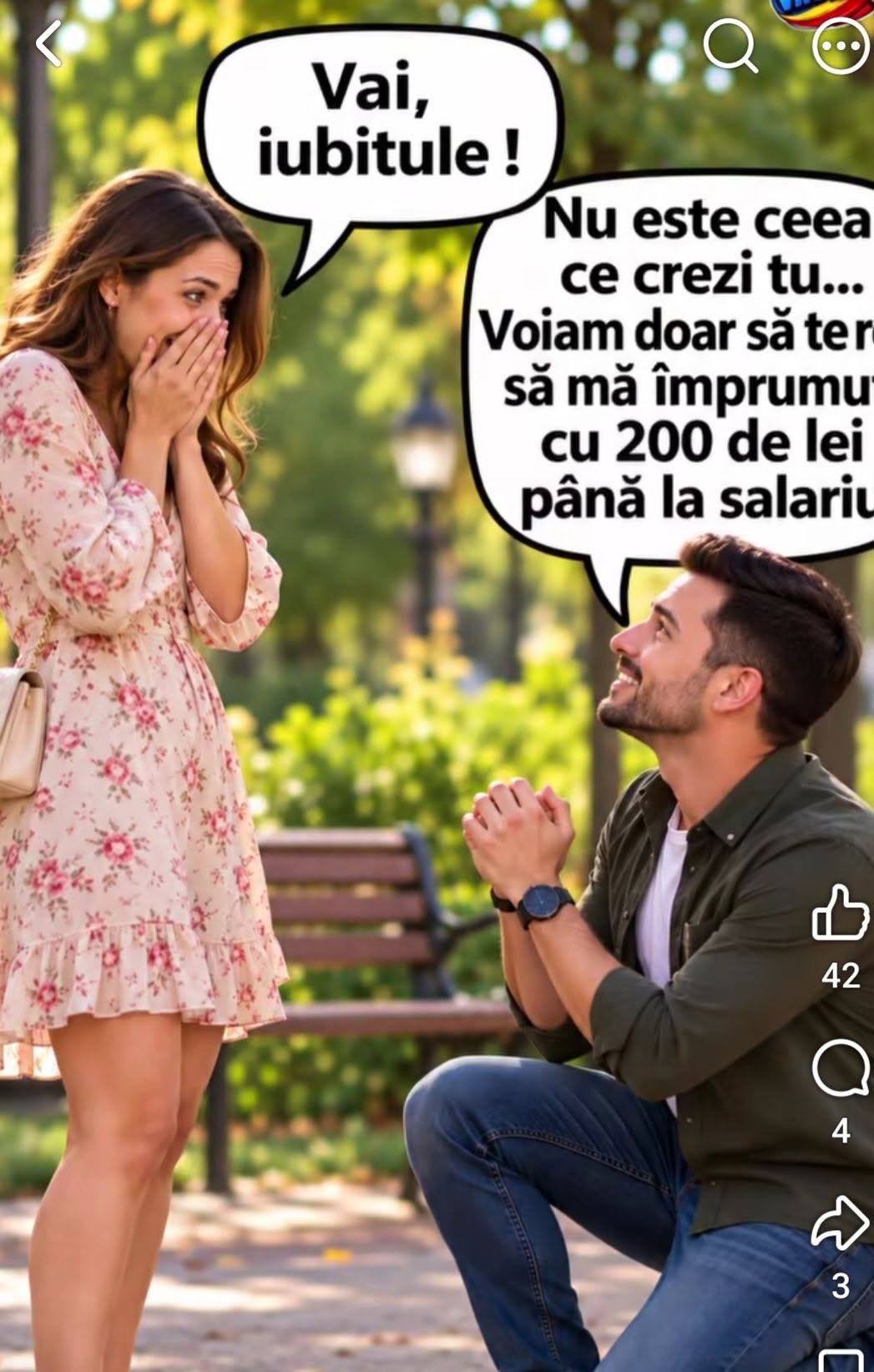 Vai, iubitule! Nu e ceea ce crezi... voiam doar să te împrumut cu 200 de lei