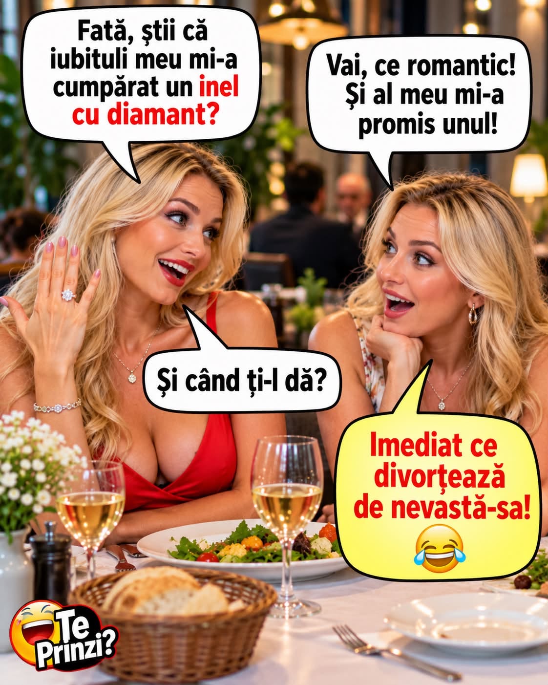 Iubitul meu mi-a cumpărat un inel cu diamant! Și al meu mi-a promis unul. Când ți-l dă? Imediat ce divorțează de nevastă-sa!