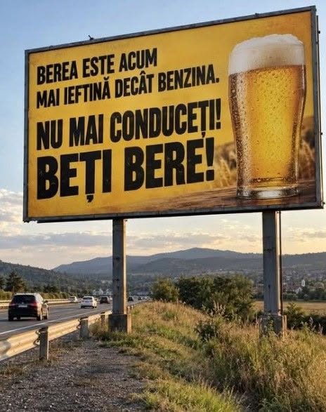 Berea este acum mai ieftină decât benzina. Nu mai conduceți! Beți bere!