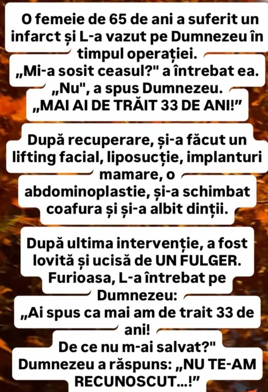 Femeia de 65 de ani se întinerește, apoi o lovește un fulger: Ai spus că mai am 33 de ani! Nu te-am recunoscut!