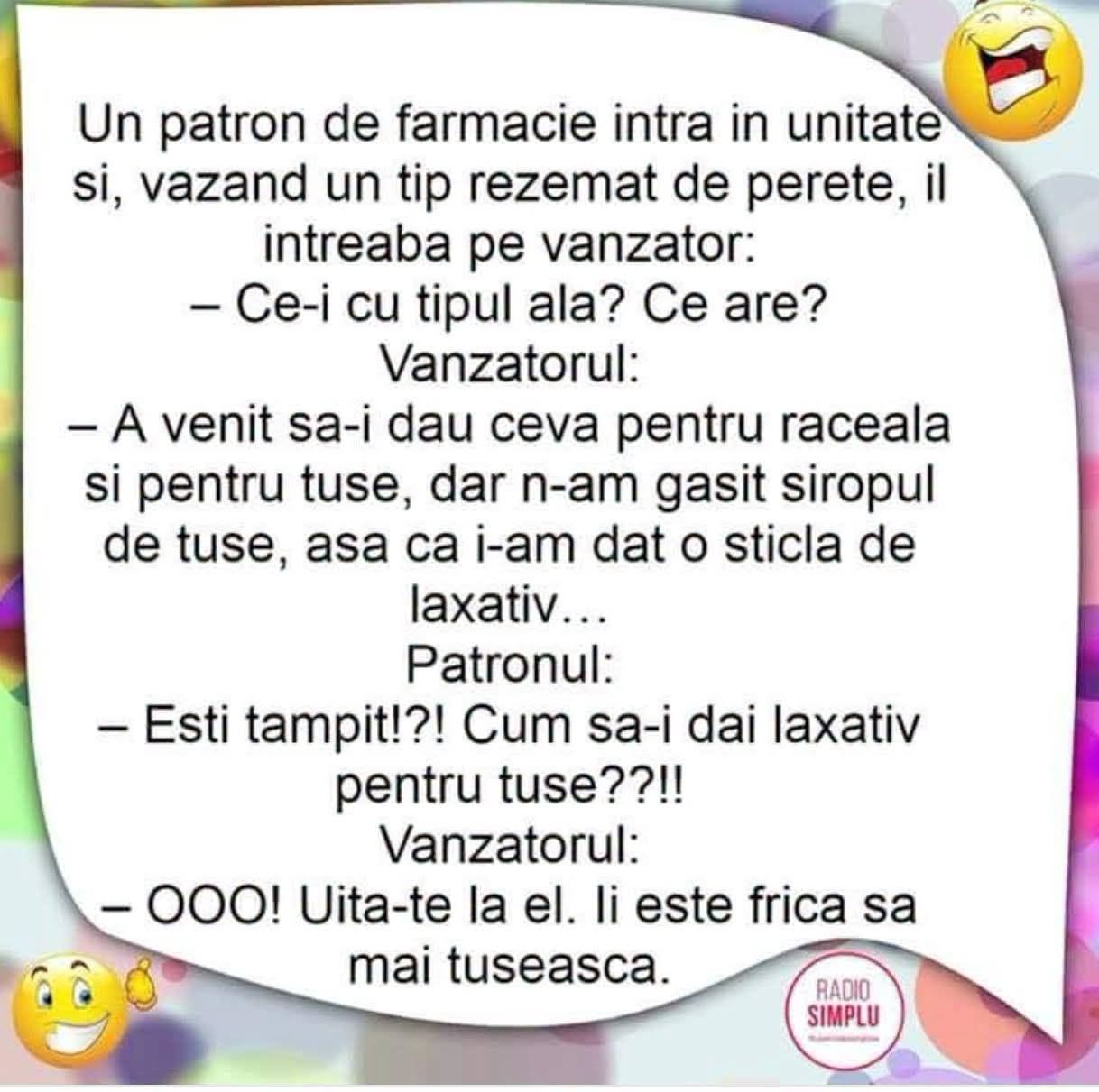 Farmacistul i-a dat laxativ unui tip cu tuse: Uite-l! Îi este frică să mai tușească