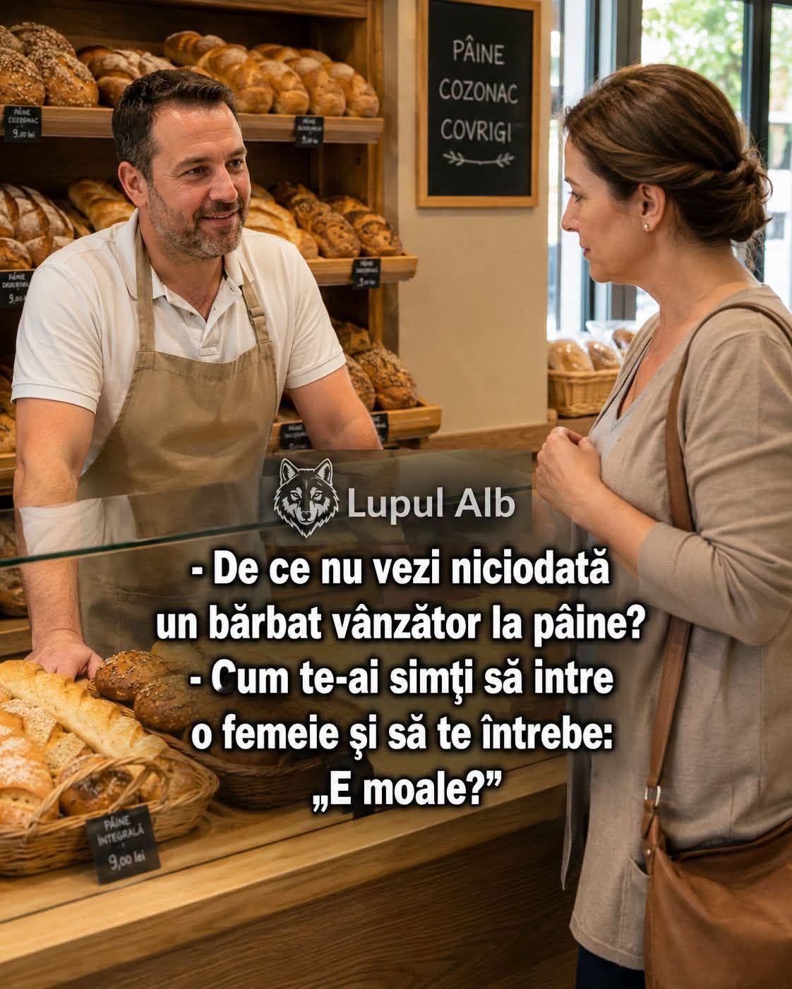 De ce nu vezi niciodată un bărbat vânzător la pâine? Cum te-ai simți să intre o femeie și să te întrebe: E moale?