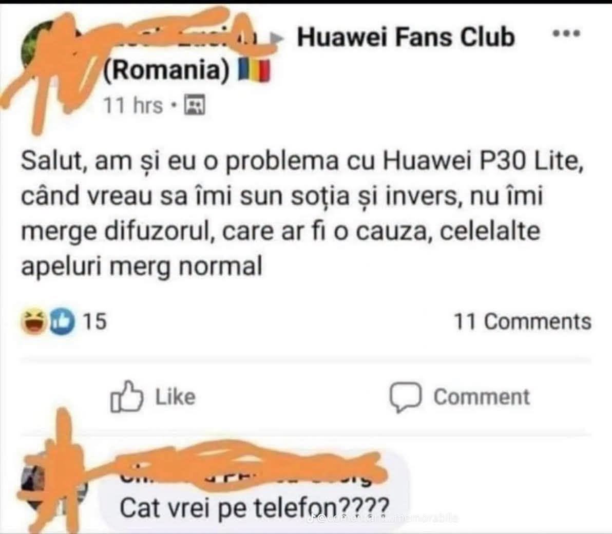 Problema cu Huawei P30 Lite: când îmi sun soția nu îmi merge difuzorul