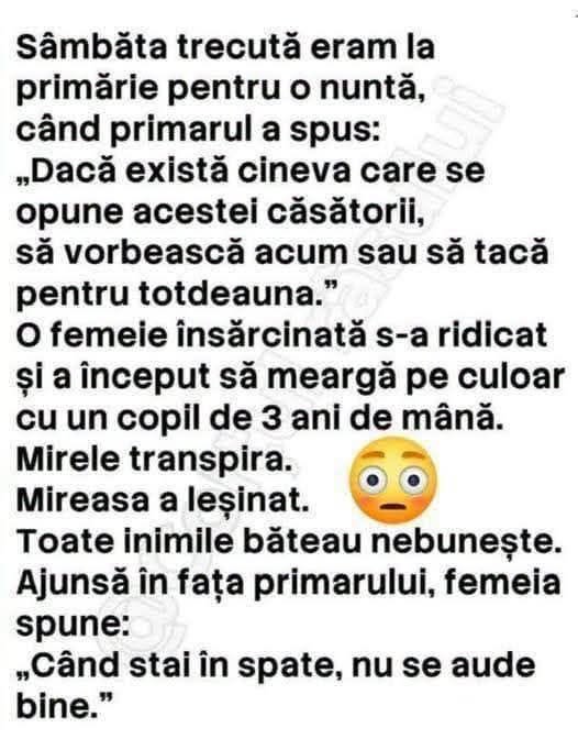 La nuntă la primărie: Când stai în spate, nu se aude bine