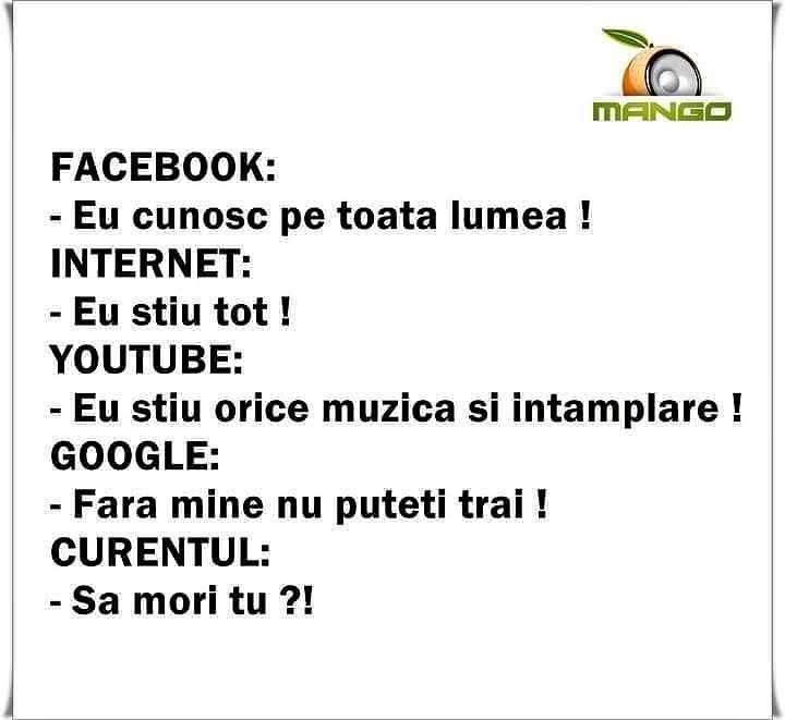 Facebook, Internet, YouTube și Google se laudă. Curentul: Să mori tu?!