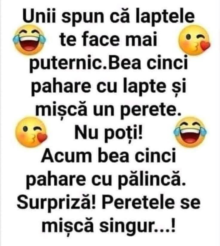 Laptele te face mai puternic? Bea cinci pahare cu pălincă: peretele se mișcă singur!
