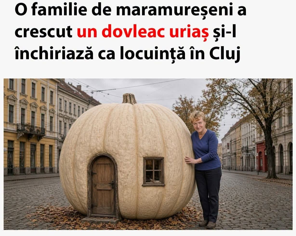 O familie de maramureșeni a crescut un dovleac uriaș și îl închiriază ca locuință în Cluj