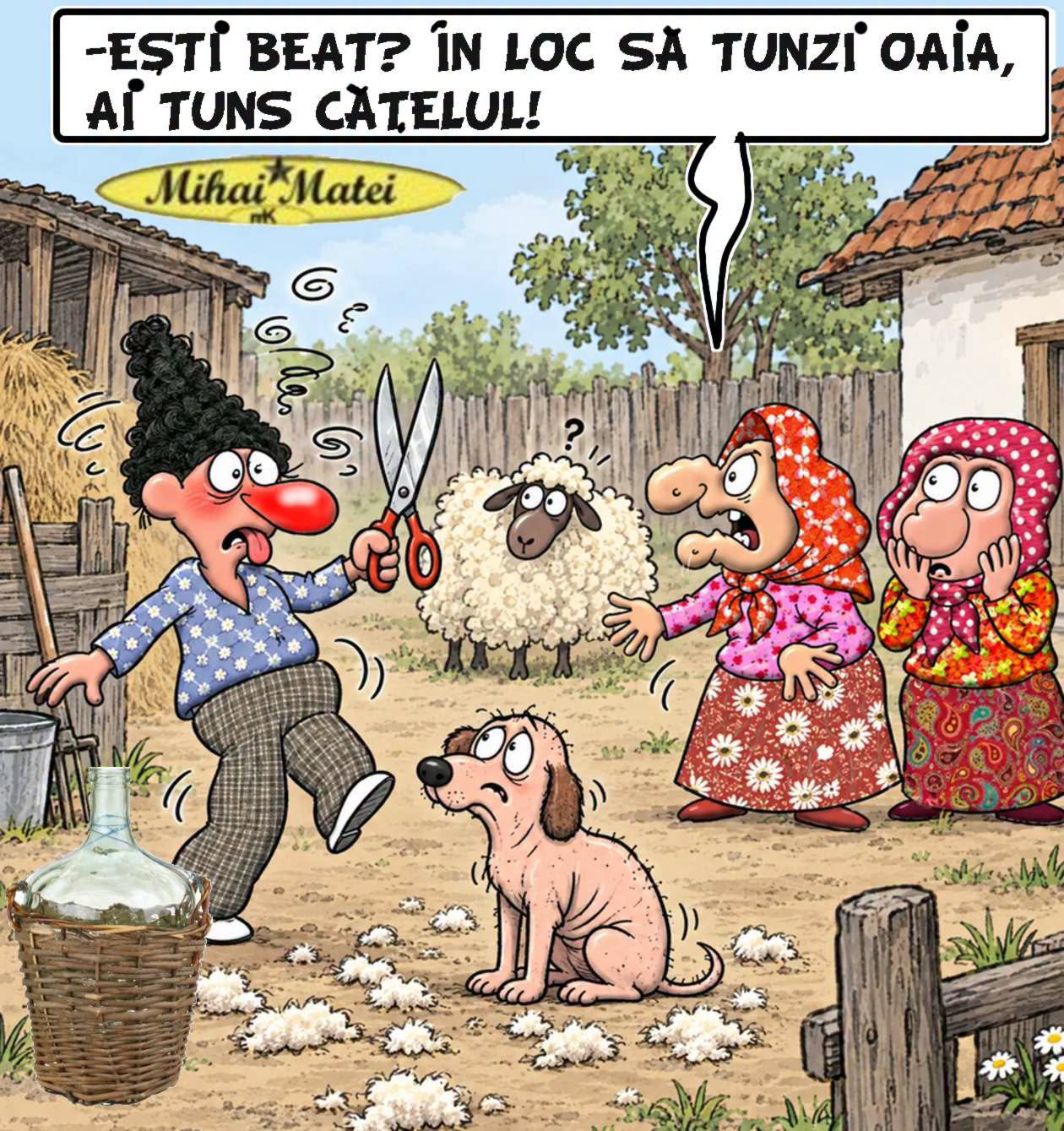 Ești beat? În loc să tunzi oaia, ai tuns cățelul!