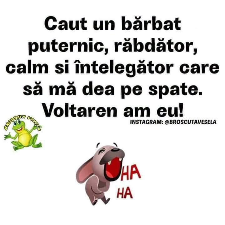 Caut un bărbat puternic, răbdător și înțelegător care să mă dea pe spate. Voltaren am eu!