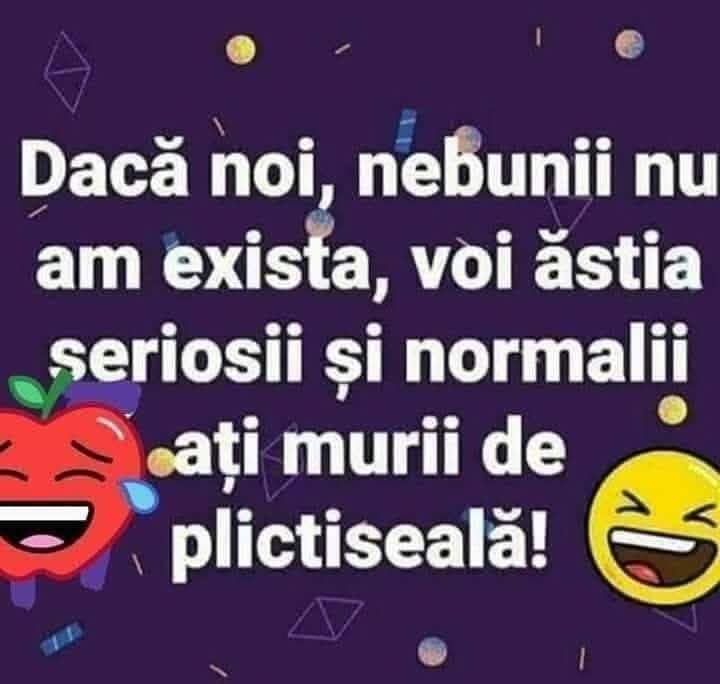 Dacă noi, nebunii, n-am exista, voi ăștia serioși și normali ați muri de plictiseală!