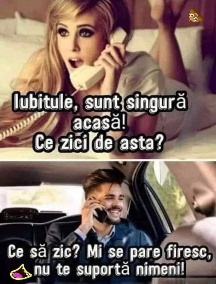 Iubitule, sunt singură acasă! Ce zici de asta? Mi se pare firesc, nu te suportă nimeni