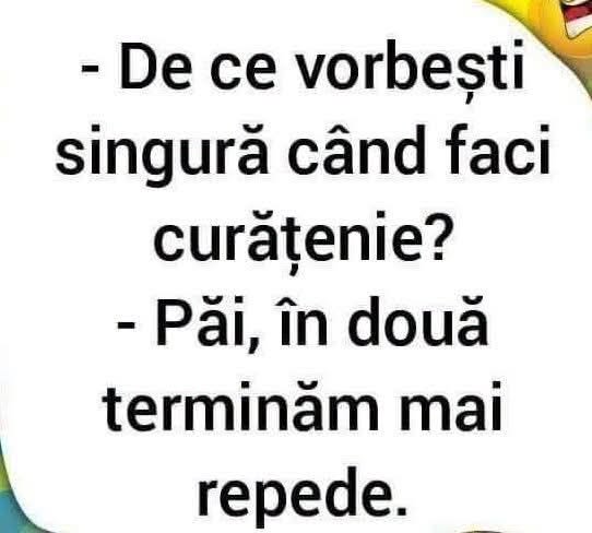 De ce vorbești singură când faci curățenie? Păi, în două terminăm mai repede