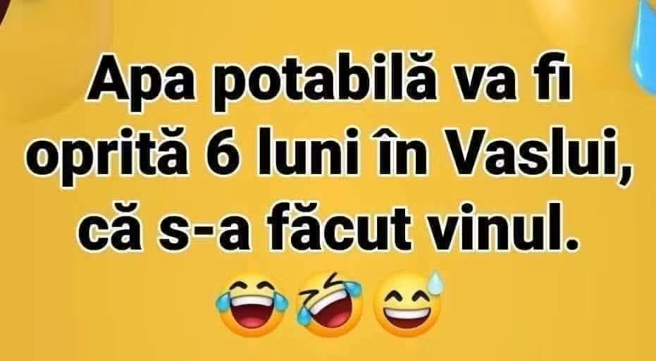Apa potabilă va fi oprită 6 luni în Vaslui, că s-a făcut vinul