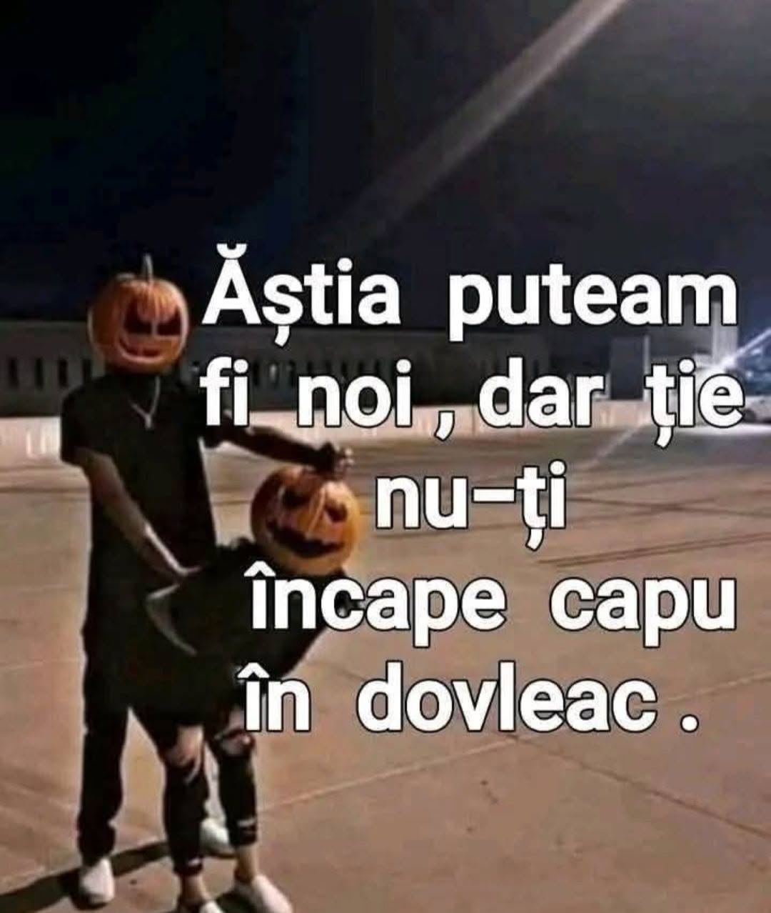 Ăștia puteam fi noi, dar ție nu-ți încape capu' în dovleac
