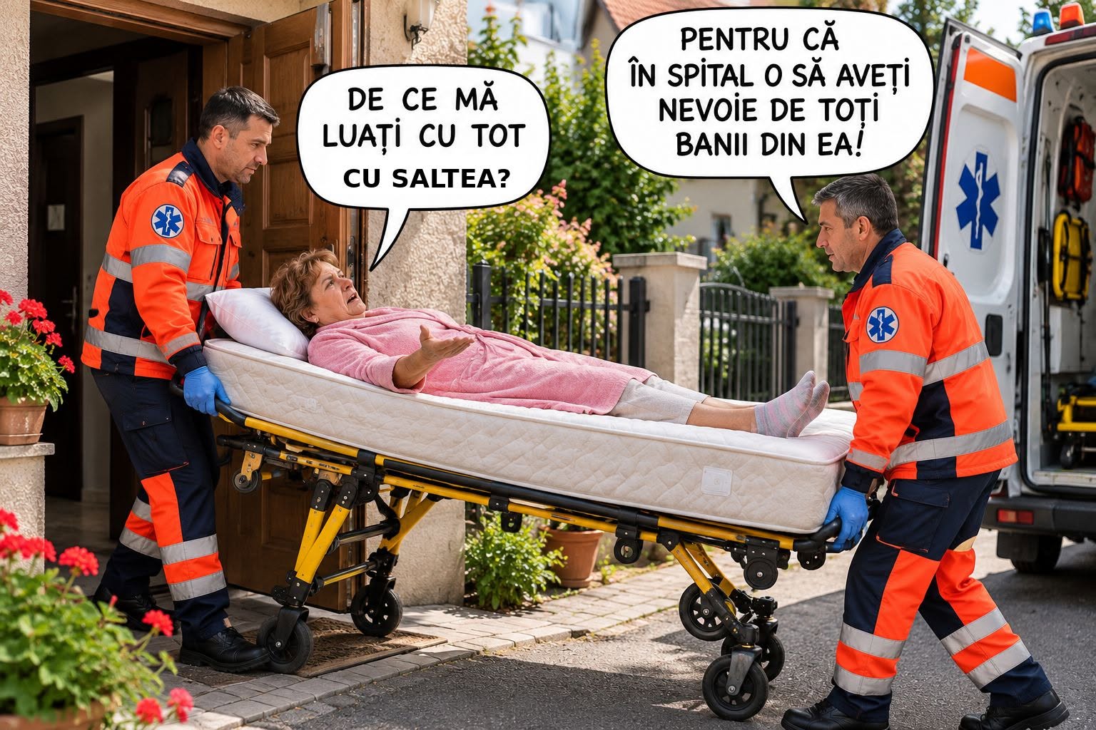 De ce mă luați cu tot cu saltea? Pentru că în spital o să aveți nevoie de toți banii din ea!