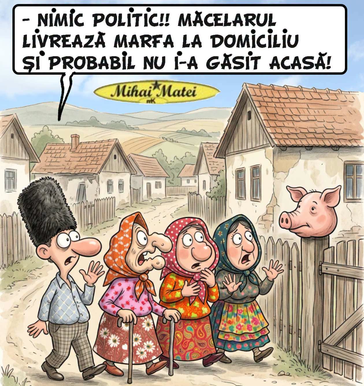 Nimic politic! Măcelarul livrează marfa la domiciliu și probabil nu i-a găsit acasă!