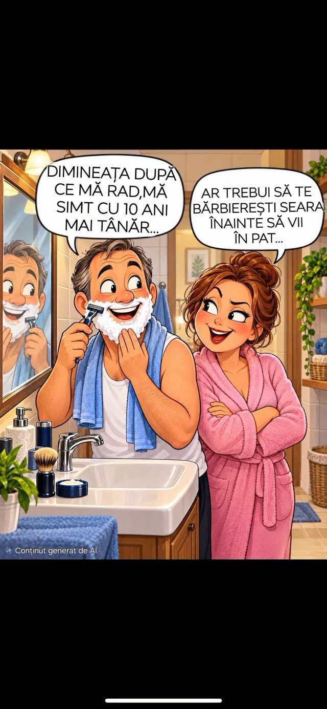 Dimineața, după ce mă rad, mă simt cu 10 ani mai tânăr... Ar trebui să te bărbierești seara, înainte să vii în pat!