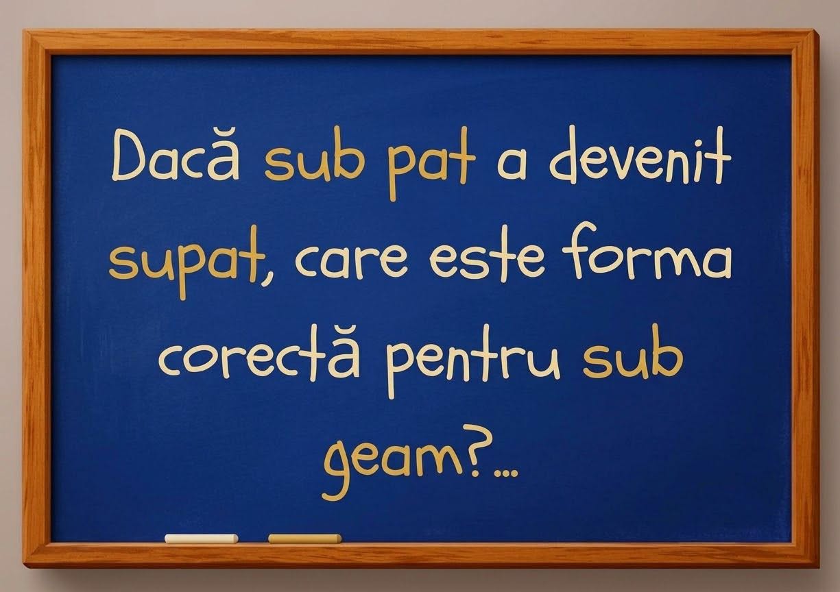 Dacă „sub pat” a devenit „supat”, care este forma corectă pentru „sub geam”?
