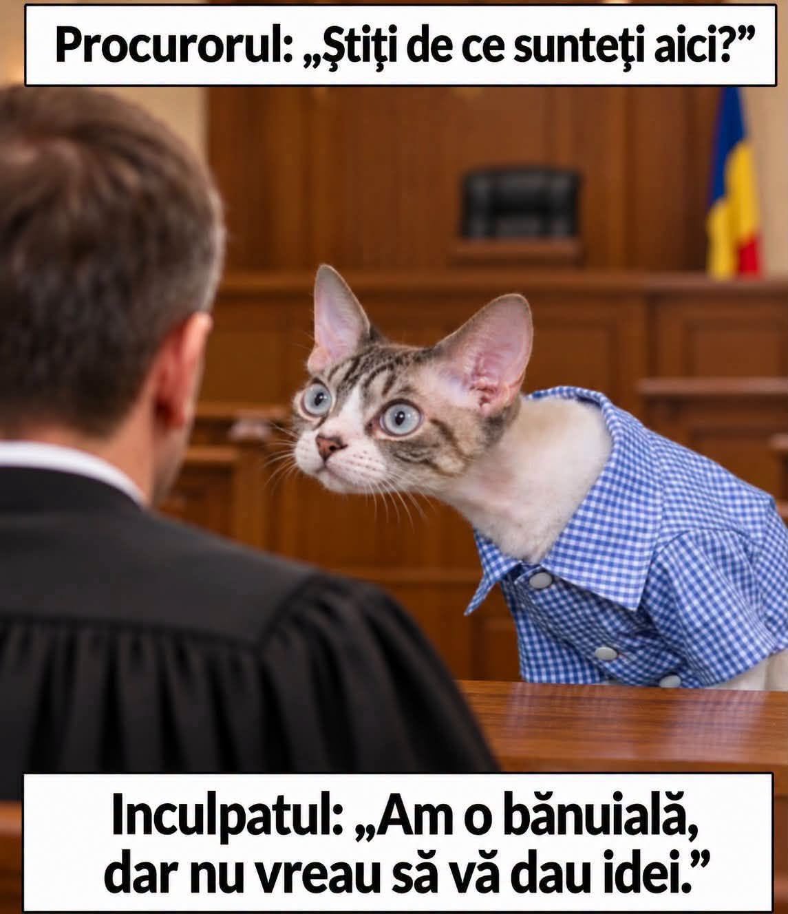 Procurorul: Știți de ce sunteți aici? Inculpatul: Am o bănuială, dar nu vreau să vă dau idei.