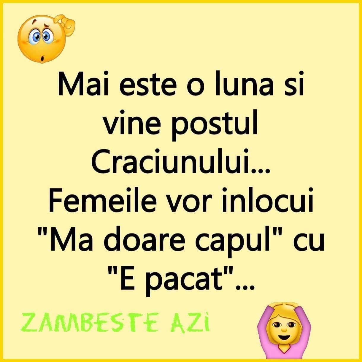 Mai e o lună și vine postul Crăciunului... Femeile vor înlocui „Mă doare capul” cu „E păcat”