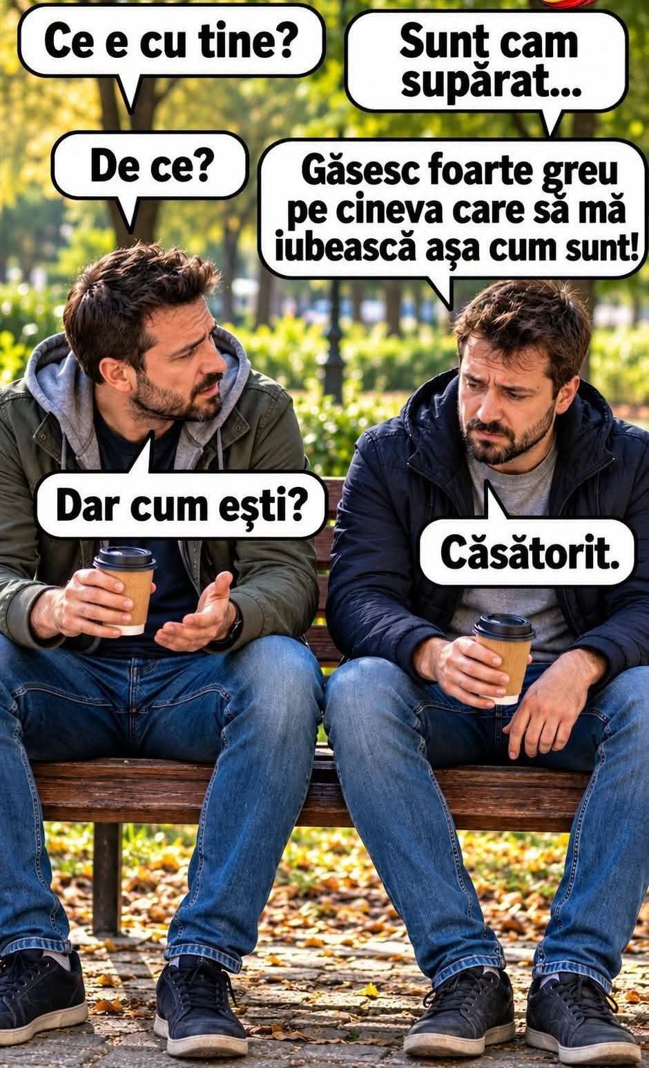 Găsesc foarte greu pe cineva care să mă iubească așa cum sunt. Dar cum ești? Căsătorit.