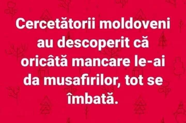Cercetătorii moldoveni au descoperit că oricâtă mâncare le-ai da musafirilor, tot se îmbată.