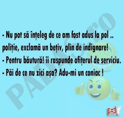 Nu pot să înțeleg de ce am fost adus la poliție! Pentru băutură! Păi de ce nu zici așa? Adu-mi un coniac!