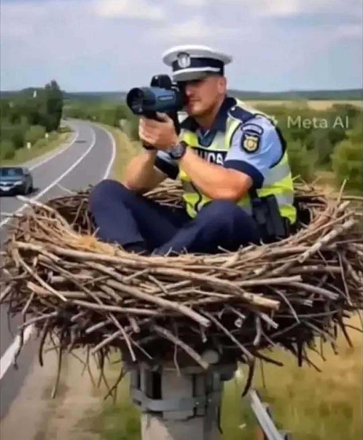 Radar instalat în cuib de barză
