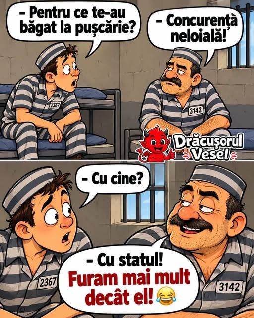 Pentru ce te-au băgat la pușcărie? Concurență neloială! Cu cine? Cu statul! Furam mai mult decât el!