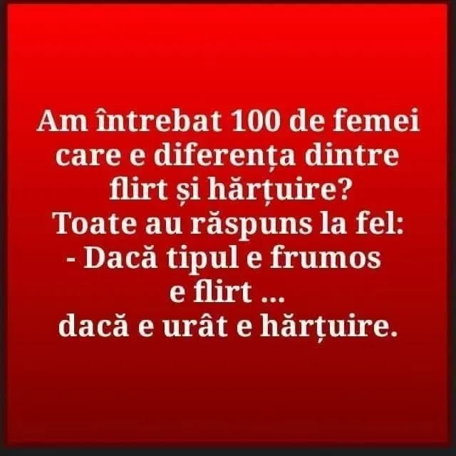 Am întrebat 100 de femei care e diferența dintre flirt și hărțuire: dacă tipul e frumos e flirt, dacă e urât e hărțuire