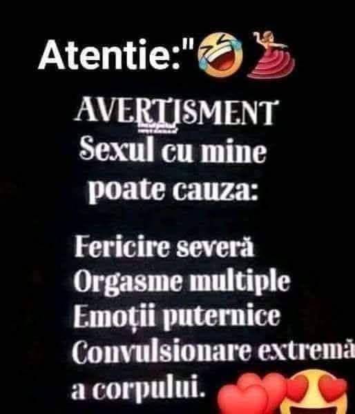 Avertisment: sexul cu mine poate cauza fericire severă, orgasme multiple și convulsii extreme ale corpului