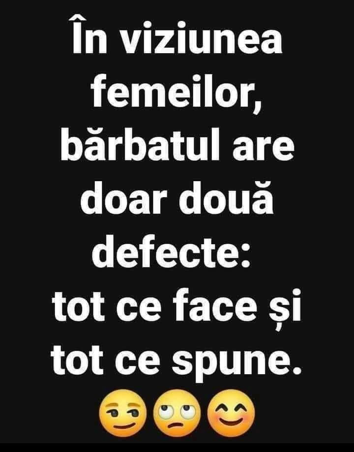 În viziunea femeilor, bărbatul are doar două defecte: tot ce face și tot ce spune