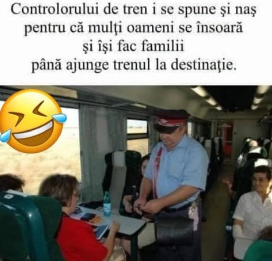 Controlorului de tren i se spune și naș, pentru că mulți oameni se însoară și își fac familii până ajunge trenul la destinație