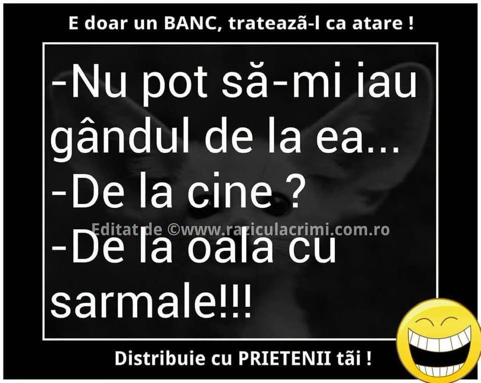 Nu pot să-mi iau gândul de la ea... De la cine? De la oala cu sarmale!