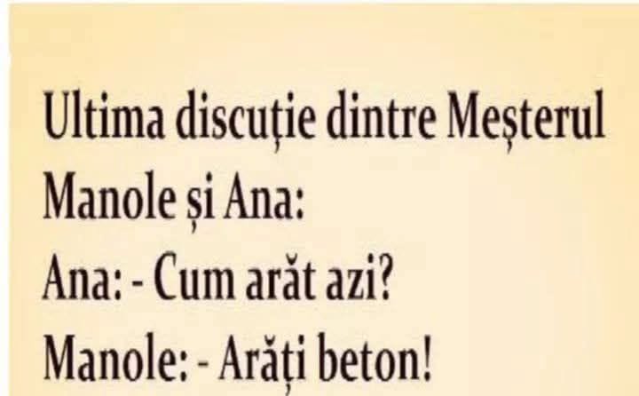 Ultima discuție dintre Meșterul Manole și Ana: Cum arăt azi? Arăți beton!