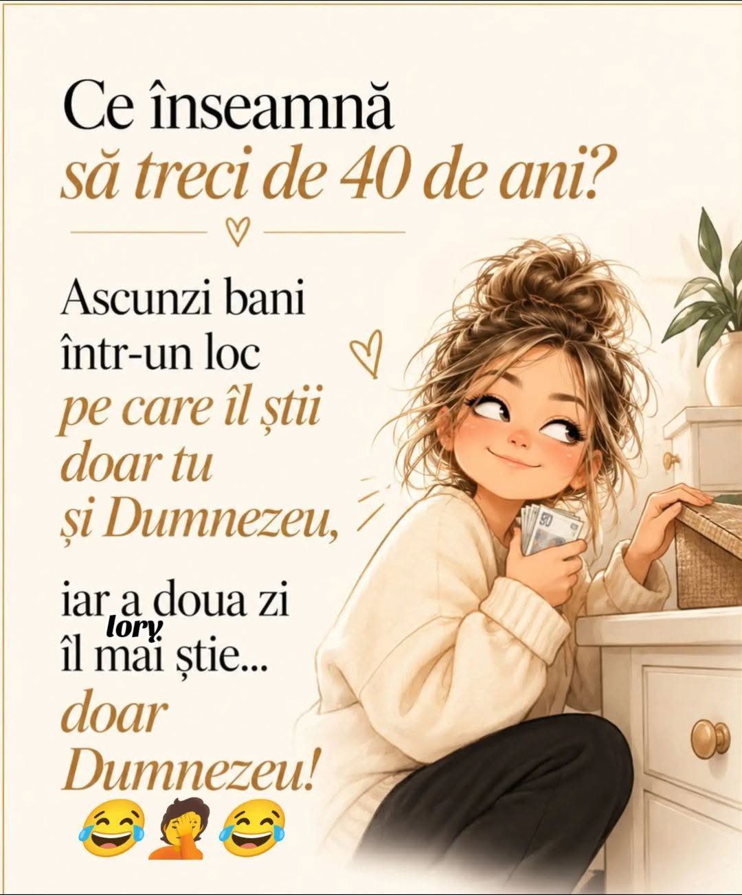 Ce înseamnă să treci de 40 de ani? Ascunzi bani într-un loc pe care îl știi doar tu și Dumnezeu, iar a doua zi îl mai știe doar Dumnezeu!