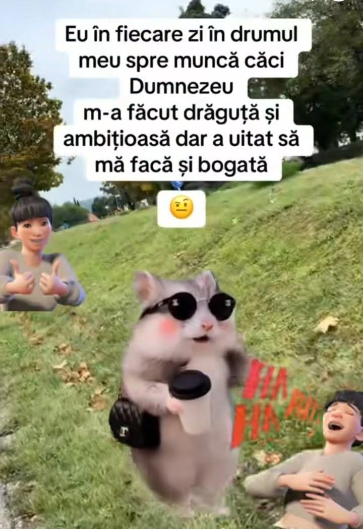În fiecare zi, în drum spre muncă, îi mulțumesc lui Dumnezeu că m-a făcut drăguță și ambițioasă... dar a uitat să mă facă și bogată