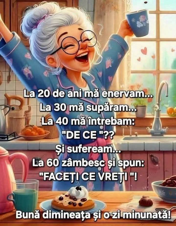 La 20 de ani mă enervam, la 30 mă supăram, la 40 mă întrebam «de ce?»... La 60 zâmbesc și spun: Faceți ce vreți!