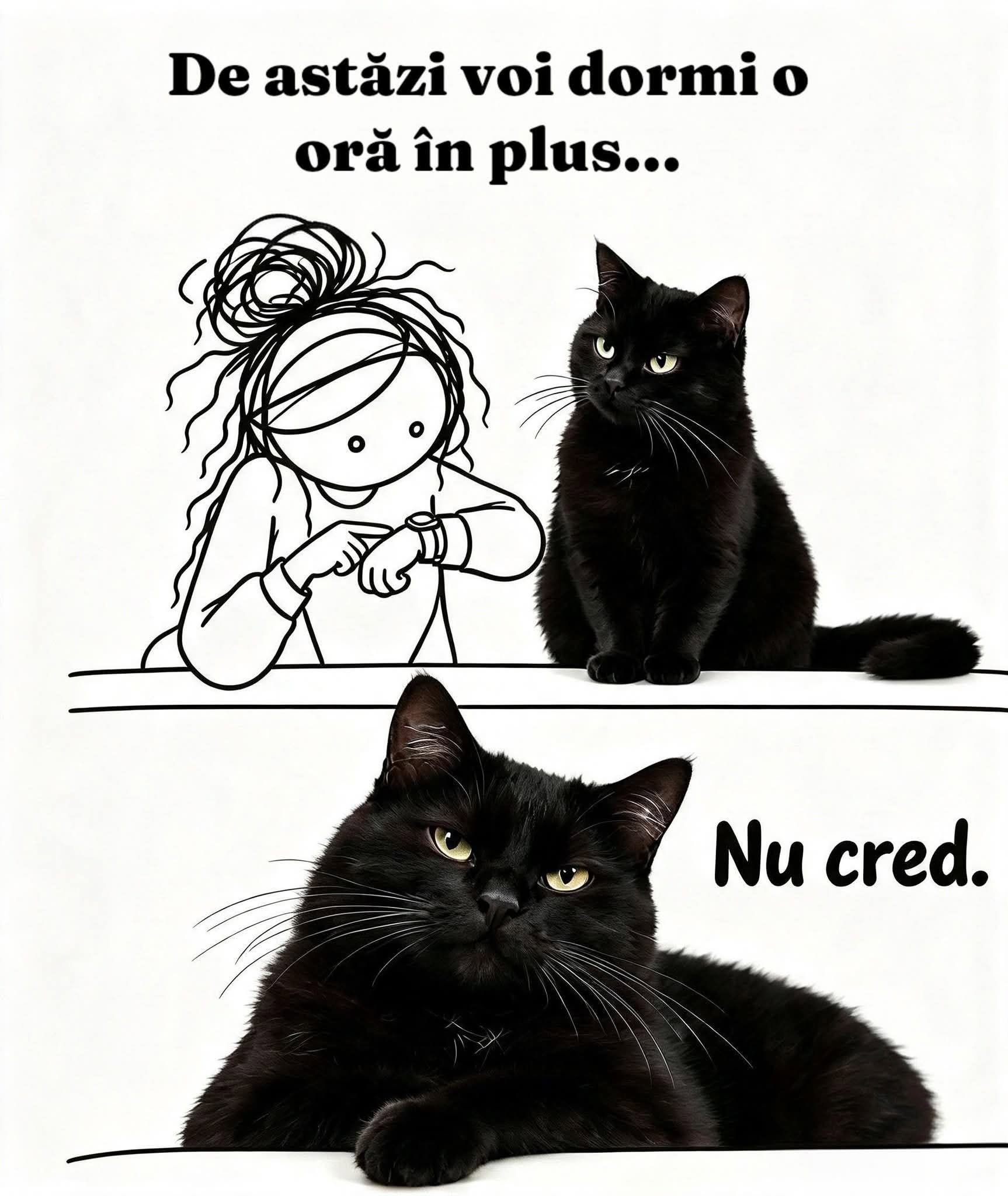 De astăzi voi dormi o oră în plus... Nu cred.