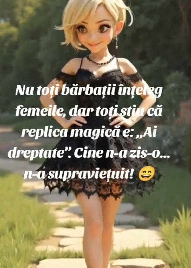Nu toți bărbații înțeleg femeile, dar toți știu că replica magică e «Ai dreptate». Cine n-a zis-o... n-a supraviețuit!