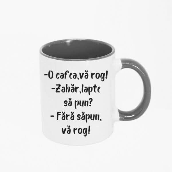 O cafea, vă rog! Zahăr, lapte să pun? Fără săpun, vă rog!