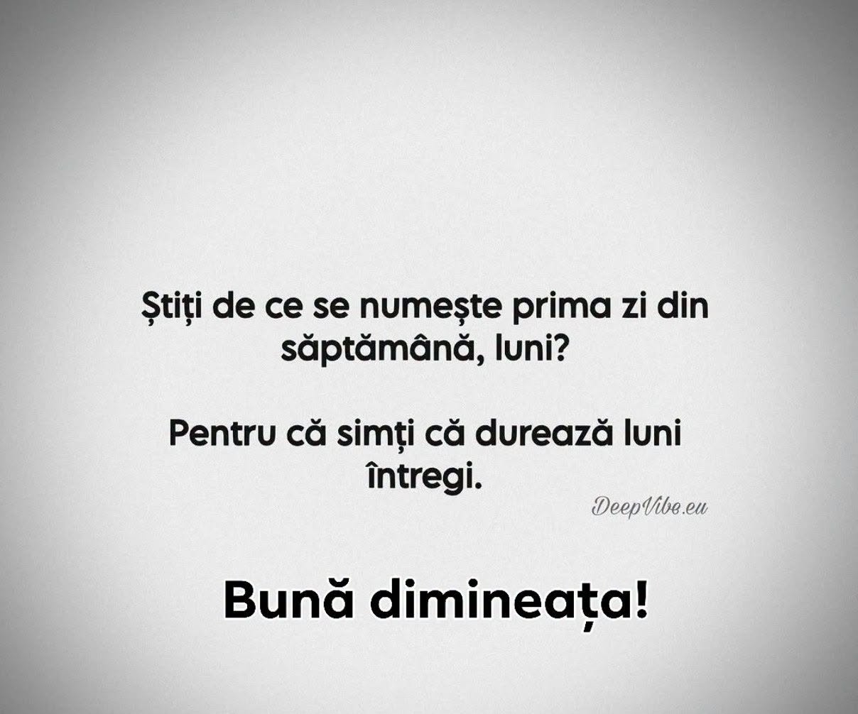 Știți de ce se numește prima zi din săptămână luni? Pentru că simți că durează luni întregi.