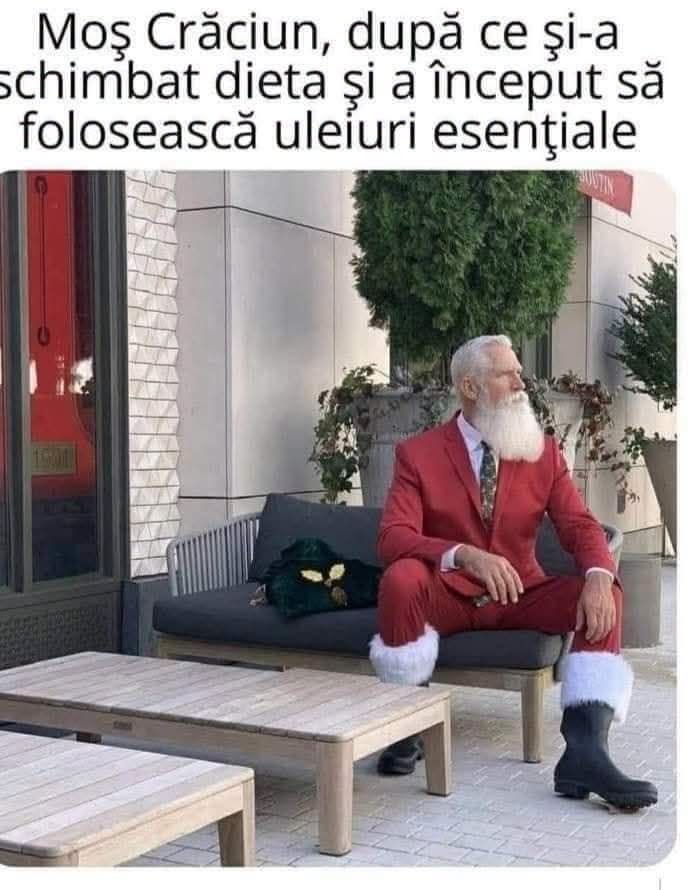 Moș Crăciun, după ce și-a schimbat dieta și a început să folosească uleiuri esențiale