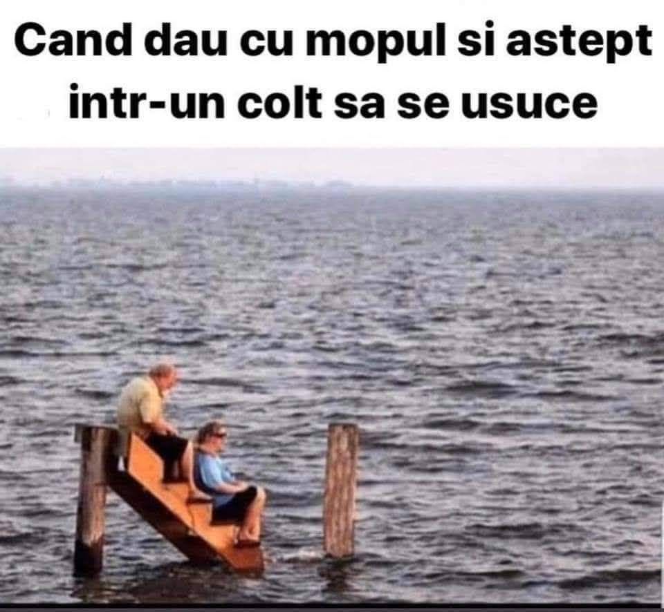 Când dau cu mopul și aștept într-un colț să se usuce
