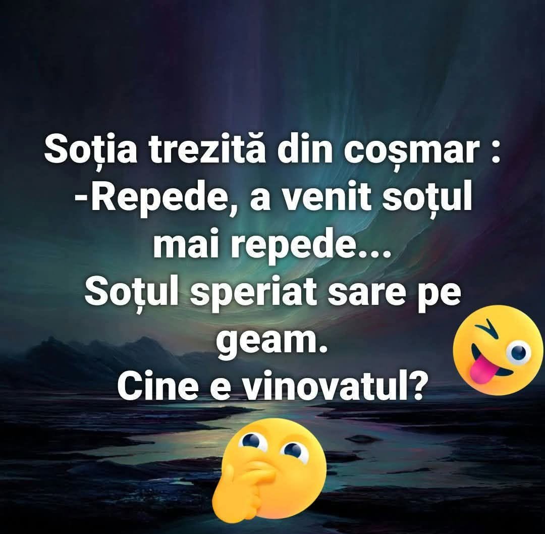 Soția trezită din coșmar: Repede, a venit soțul! Soțul, speriat, sare pe geam. Cine e vinovatul?